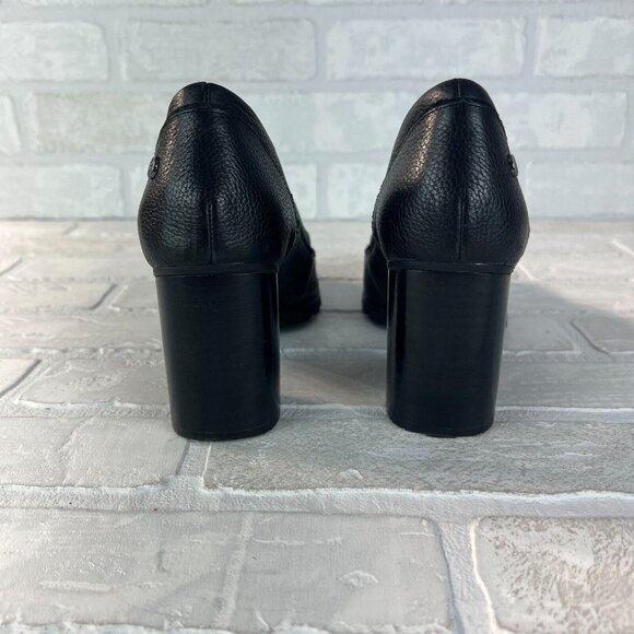 Hush Puppies Pumps Heels Womens 8 Black Pebbled Leather Chunky Stacked Block - Picture 3 of 12